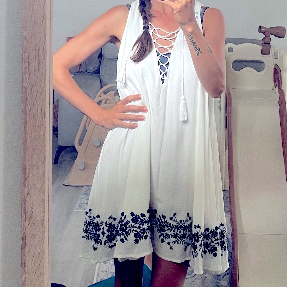 Show Me Your MuMu White and Blue Dress